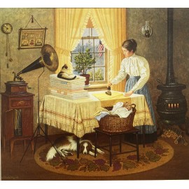 Charles Wysocki "Getting Things Ironed Out" Newly FRAMED Art Americana Rural