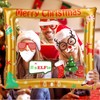 Christmas Inflatable Photo Booth Prop Inflatable Selfie Frame,Giant Gold Xmas