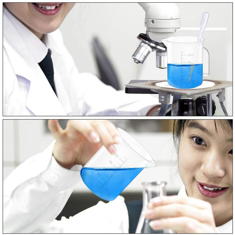 1.7 Oz Transparent Lab Measuring Cup, 50ml Plastic Beaker Cups,