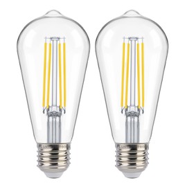 FLSNT Dusk to Dawn Outdoor Sensor ST19 LED Edison Bulb, 5000K Daylight, 7W (60W Eqv.), 800LM,Vintage Filament E26 Base, Auto On/Off Photocell Automatic for Energy-Efficient Outdoor Lighting, 2 Pack