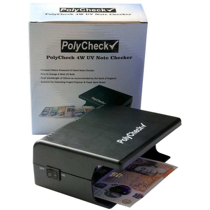 PolyCheck 4W UV Note Checker with 2 Spare DuraBulb Bulbs