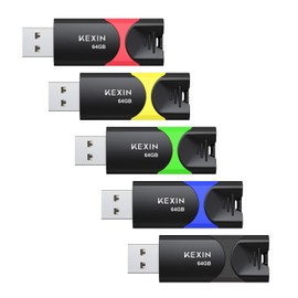KEXIN Flash Drive 64GB Thumb Drive 5 Pack 64 GB USB Flash Drive USB 2.0 Memory Stick 64G Thumb Drives Jump Drive Data Storage (64GB, 5 Mixed Colors)