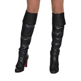 Gamaschen Überknie, zum Umschlagen, schwarz, unisex, Größe S/M