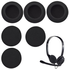 Pack of 6 Round 55mm Foam Ear Pads, Ear Pads for Audio Headphones, Comfortable Foam Earpads, Universal Repair Accessories - Black