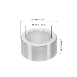 PATIKIL M8 Aluminum Spacers, 6 Pcs Metal Spacers Aluminum 8.2mm ID x 12mm OD x 6mm l Aluminum Spacer Screw Standoff Round for 5/16 or M8 Screw Bolts