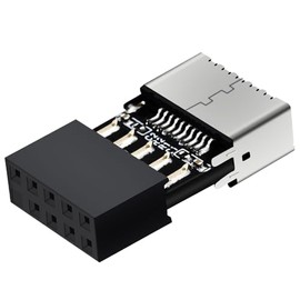 COMeap - Adaptador de cabecera USB 2.0 a USB 3.2 Gen 1 para placa base con llave tipo E, enchufe de panel frontal hembra a adaptador de conversión interna de 9 pines