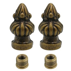 Alamic Lamp Finial Antique Brass Cap Knob Lamp Decoration for Lamp Shade - 2 Pack