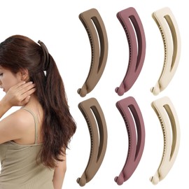 6 Pcs Banana Hair Clip, Banana Clips For Hair, Large Women’s Clips, Hairstyling Accessories for Thick and Fine Hairs，Ponytail Clincher Combs for Work Makeup Party Sports