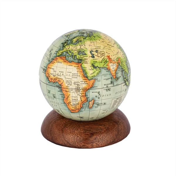 NKlaus Globe on Wooden Base, 12.5 x 10 cm -