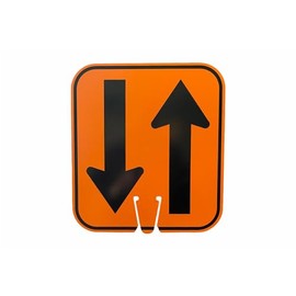 Plastic Traffic Cone Top Sign - DOUBLE ARROW (TWO SIDED PRINT) W6-3NM