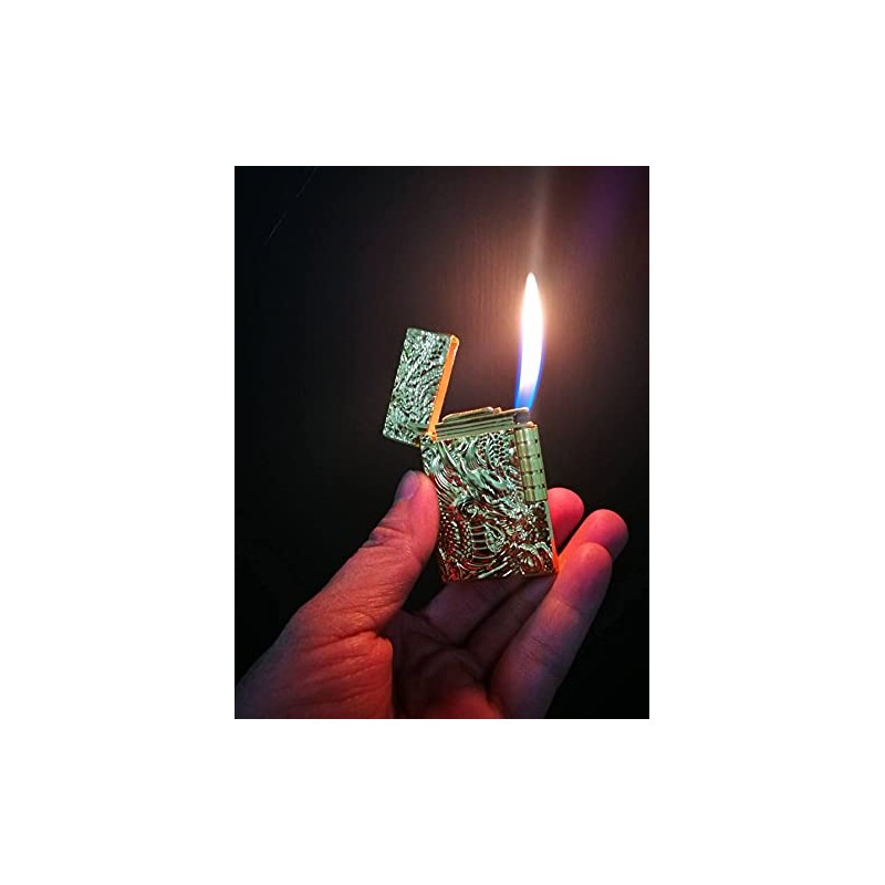 Dragon Carved Open Flame Butane Lighter (Item Will Come Without