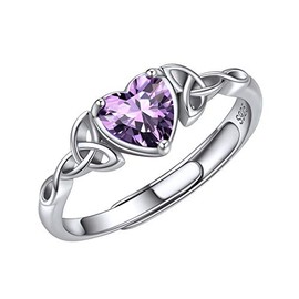 ChicSilver Anillos De Mujer Plata 925 Con Piedra Corazón De Colores Anillo De Plata Ajustable Buena Suerte Para Parejas Piedras De Nacimiento De Cumpl