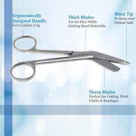 Lister Bandage Scissors 5.5", Made of Premium quality Stainless Steel Ideal Gift for Nurses, Medical Students, Paramedics, Doctors, Home Stainless Steel (Silver)