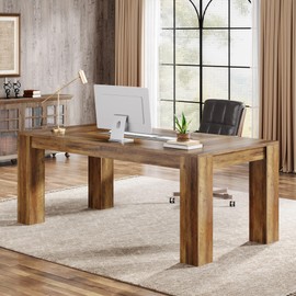 Tribesigns 63-Inch Executive Desk, Large Office Computer Desk, Simple Workstation Writing Table Study Table for Home Office, Rustic Brown