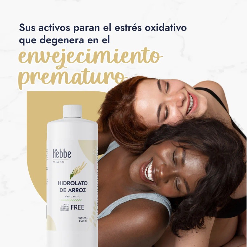 Hidrolato Arroz Hebbe Tónico Facial Orgánico 500ml Todo Tipo Piel