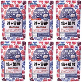 Orihiro Chewable Supplement, Iron + Folic Acid, 120 Tablets x 6 Packs
