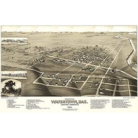Watertown, South Dakota - 1883 - Aerial Bird's Eye View Map Poster