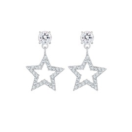 Elli Women's Sparkling Star Earrings with Crystals in 925 Sterling Silver, Crystal Silver, Crystal