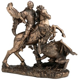 Veronese Design 6 1/4 Inch Saint George The Dragon Slayer Cold Cast Resin Bronze Finish Sculpture