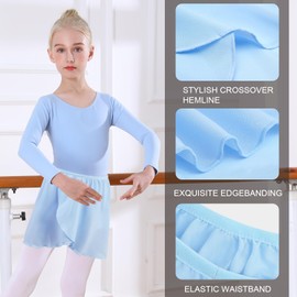Bezioner Ballet Clothing Girls with Removable Ballet Skirt Dance Bodysuit Long Sleeve Ballet Clothing Girls Ballet Suit Children, blue