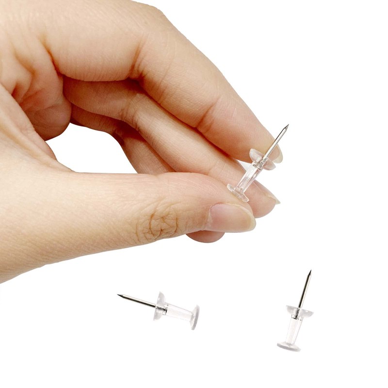 140 Pcs Push Pins, Clear Plastic Head Steel Pin, Standard