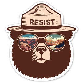 Funny Smokey The Bear Sticker, Smokey The Bear Resist Bumper Stickers for Car Truck Laptop, Firefighting Wildfires Camping Stickers, National Parks Gifts for Men, Women, Nature Lovers, 4.6x5