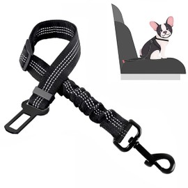 Dog Seat Belts for Cars, Adjustable Elastic Bungee - Strong Durable Dog Car Harness - Car Dog Seat Belt 360 Degree Swivel Attach Won't Twist, Reflective, Easy to Use