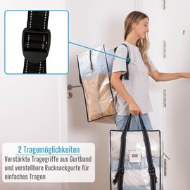 VENO 74 Litre Moving Bags with Adjustable Backpack Straps, Moving Boxes Replacement, Can Be Used as Storage Bag, Moving, Backpack and Travel Bag (Transparent, Pack of 2)