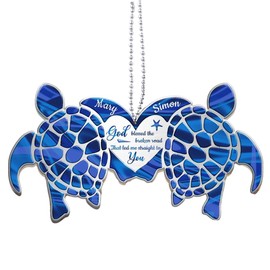 Turtle Car Mirror Hanging Accessories Cute Ocean Gifts for Women Men Ocean Lovers Sea Turtle Car Mirror Decor Anniversary Valentines Gifts for Him Her Boyfriend Girlfriend Religion Rearview Decor