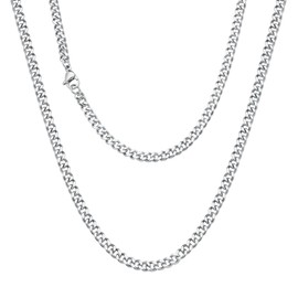 Viwind Men's Classic Cuban Necklace 316 Titanium Steel Material 3 mm Silver/18 K Gold Cuban Link Chains Hip Hop Chains 45-55 cm Selectable, Gifts for Unisex, Gold