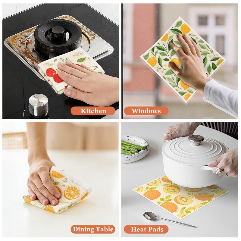 GIXSEGIE Swedish Dishcloths for Kitchen, 6 Pack Reusable Paper Towels,