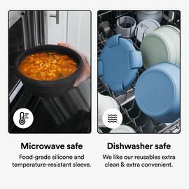 STOJO Collapsible Sandwich Box 3 Set- Translucent Oat, 24oz - Reusable Food Storage Container - To-Go Travel Silicone Bowl for Hot and Cold Food - for Meal Prep, Lunch, Camping and Hiking