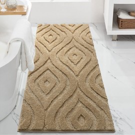 DEXDE Bathroom Rugs Runner 24x72 Long Bathroom Rug Non Slip Soft Washable Large Bath Mats for Bathroom Bedroom Hallway Kitchen Floor Carpet Modern Boho Decor, Beige