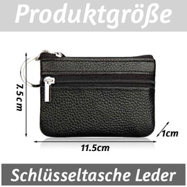 Mmgoqqt Leather Key Bag, Small Key Bag for Men and Women, Leather Key Case, Key Case, Coin Purse, Coin Purses for Women, Black, black