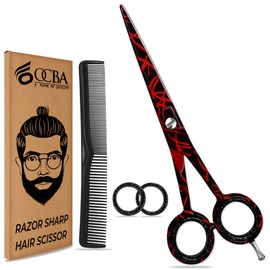 OCBA Professional Hairdressing Scissors 6 Inch Hair Cutting Scissors & Hair Scissors - Hair Scissors Perfect Design for Hairdressers & Salons - Hair Cutting Scissors for Men and Women (6 Inch Black