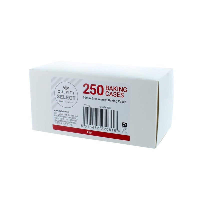 Culpitt Select Red Baking Cases, Greaseproof Paper Baking Cups, 50mm