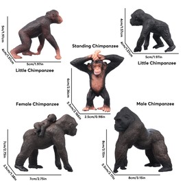 JOKFEICE Wild Animal Figures - 5pcs Realistic Chimpanzee Family Action Model - Early Educational Toy, Birthday Cupcake Topper Gift for Boys and Girls