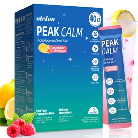 40 Count Peak Calm Cortisol Drink with Magnesium Glycinate, Ashwagandha, L-Theanine & Vitamin D3 |Magnesium glycinate Powder for Relaxation, Focus & Sleep Support | Raspberry Lemonade | No Sugar