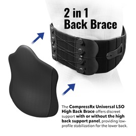 Braceapedia CompressRx Universal LSO High Back Brace for Women & Men - Adjustable 2-in-1 Lumbar Support Belt - Breathable Design Back Brace Support for Stability & Posture, Universal Fit