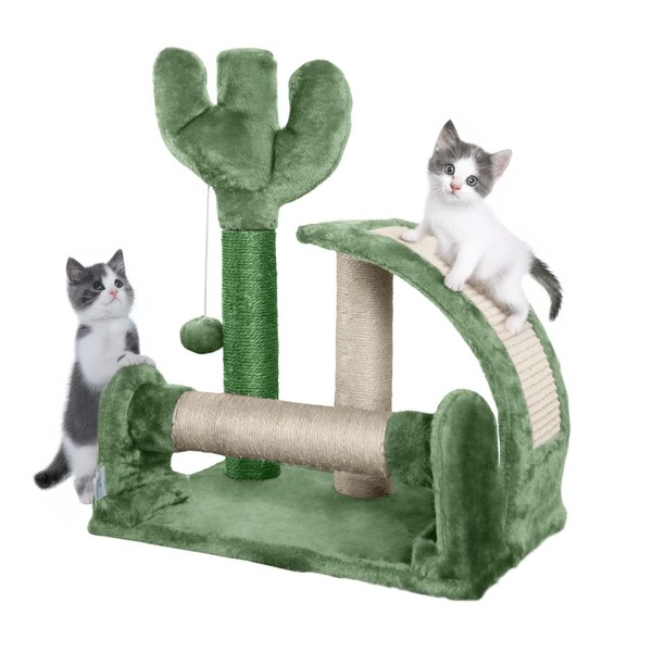CAPHAUS Cactus Cat Tree Tower for Indoor Cats, Green Cute