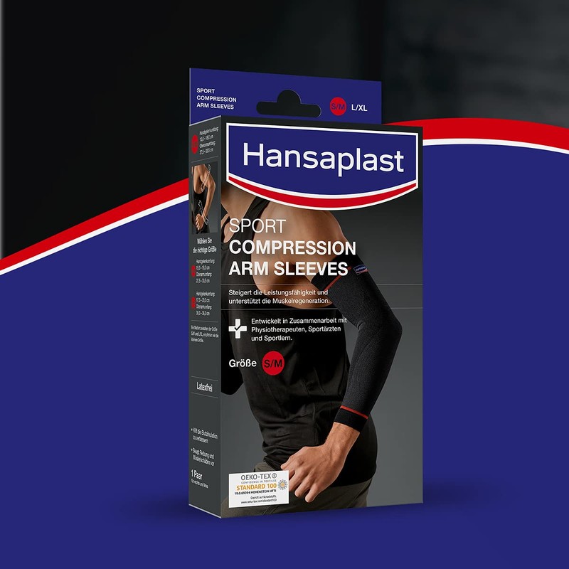 Hansaplast Sport Compression Wear Arm Sleeves, Bandage Supports the Muscles,