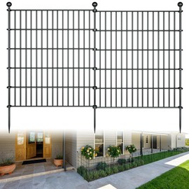 10 Panels Garden Fence Dog Fence Outdoor for Yard,32in H x 23.6ft L Rustproof Metal Fencing with Ground Stakes|No Dig Temporary Animal Proof Containment for Pets/Rabbits|Durable Patio Security Panels