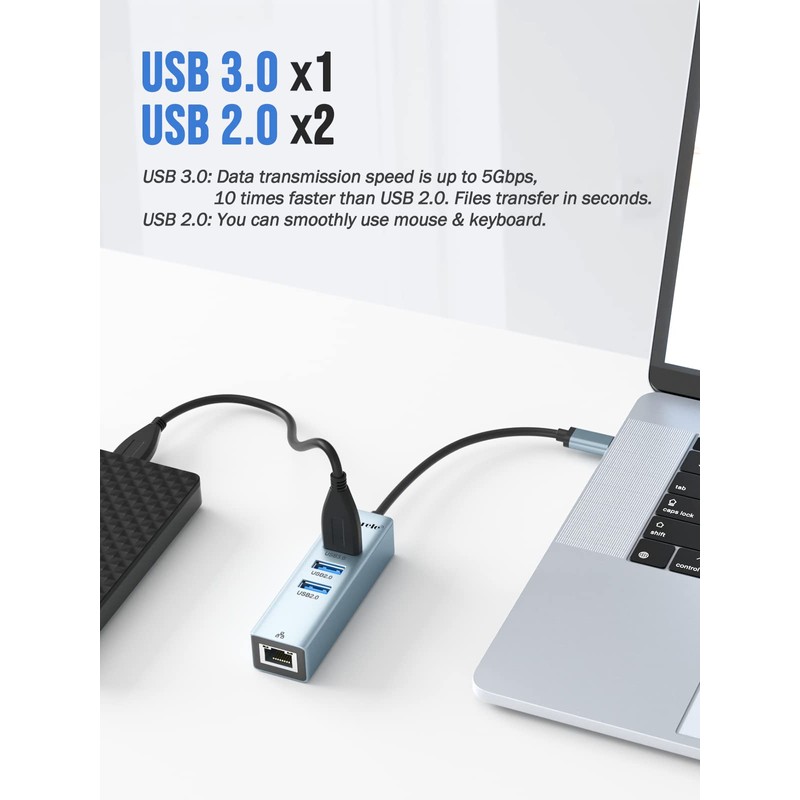 USB Ethernet Adapter, Lemorele USB 3.0 to RJ45 Gigabit Ethernet