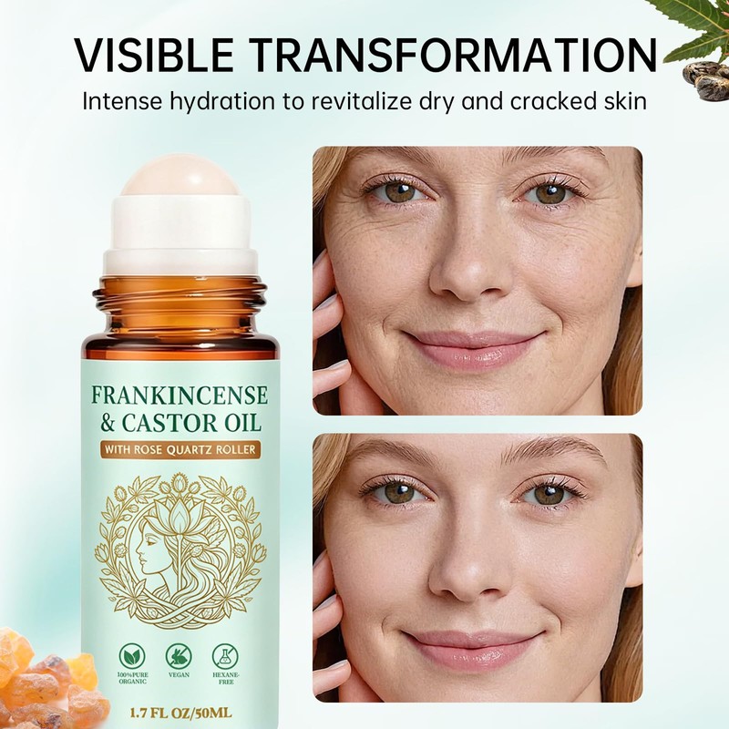 Fiorland Frankincense & Castor Oil Roll with Rose Quartz, 50ml