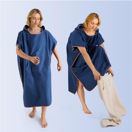 Bath Poncho for Men and Women, Poncho Towel, Microfibre Surf Poncho, Bath Poncho, Towel, Made of Microfibre Also as Changing Aid Beach (Medium)
