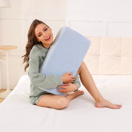 NGT new guide steps Bed Pillow Foam Cooling Pillows for Side Sleepers Best Body Flat Pillow 24x12 inch (12"x24"x4", Blue)