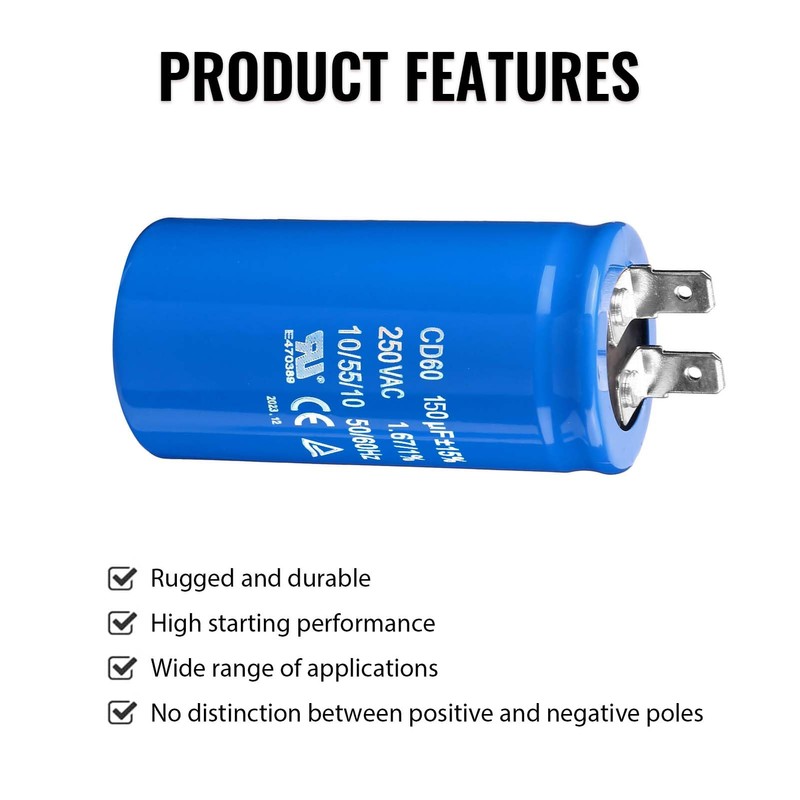 ZOWZEA 150uF/MFD CD60 Motor Start Capacitor 250VAC 50/60Hz for Electric