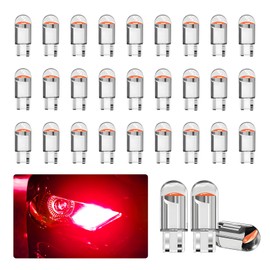 wuyaoyao 30PCS 194 Car LED Light Bulbs, 168 T10 2825 W5W Interior Lights Bulbs, 12V 6000K Replacement Lights for Car Trunk Interior Dome Map Door Dash Courtesy License Plate Lights (Red)