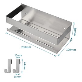 EXLECO Duschablage Ohne Bohren Duschregal Wand Edelstahl Badregal mit 2 beweglichen Haken Duschkorb Selbstklebende Badezimmer Regal Badezimmer Aufbewahrung für Shampoo und Duschgel 23CM Schwarz