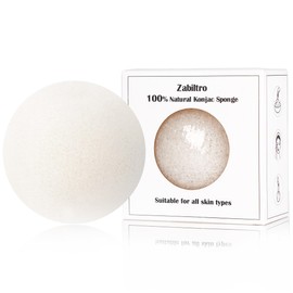 Zabiltro Natural Konjac Facial Sponges - Semicircles - for Gentle Face Cleansing and Exfoliation Eco-Friendly - Skincare Face Body Washing Cleaning - with White Pure,1pc.